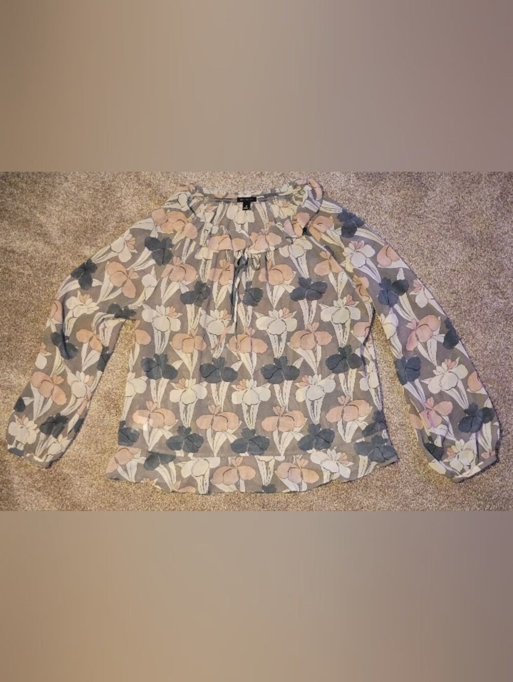 Ann Taylor Floral Chiffon A-Line Shirt in Pastel Floral